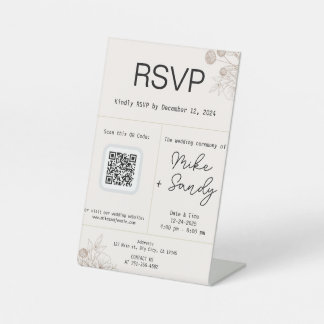 Gastgeschenk Hochzeit Table Sign, QR Code UAWG Sig Sockelschild