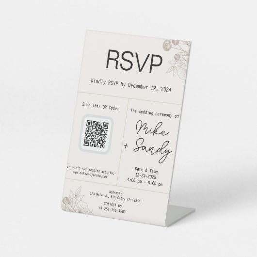 Gastgeschenk Hochzeit Table Sign, QR Code UAWG Sig Sockelschild (Vorderseite)