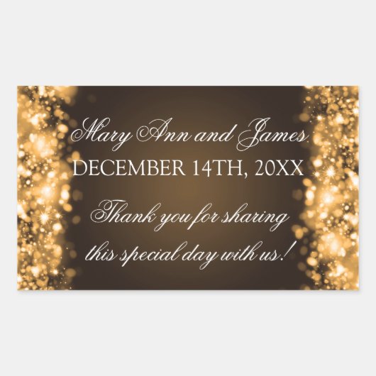 Gastgeschenk Hochzeit-Tag-Funkelleuchten Gold Rechteckiger Aufkleber (Vorderseite)