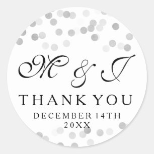 Gastgeschenk Hochzeit Tag Imitate Silver Foil Glit Runder Aufkleber