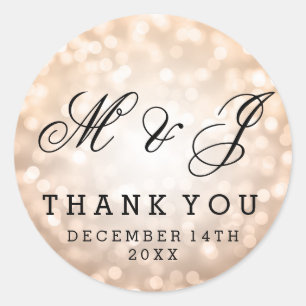 Gastgeschenk Hochzeit-Tag-Kupfer-Glitzer-Leuchten Runder Aufkleber