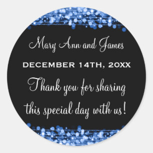 Gastgeschenk Hochzeit Tag Magic Party Glitzern Blu Runder Aufkleber