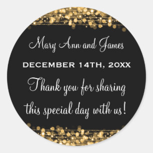 Gastgeschenk Hochzeit Tag Magic Party Glitzern Gol Runder Aufkleber
