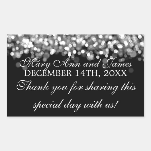 Gastgeschenk Hochzeit Tag Magie Silberleuchten Rechteckiger Aufkleber (Vorderseite)