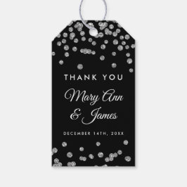 Gastgeschenk Hochzeit Tag Silver Glitzer Confetti  Geschenkanhänger