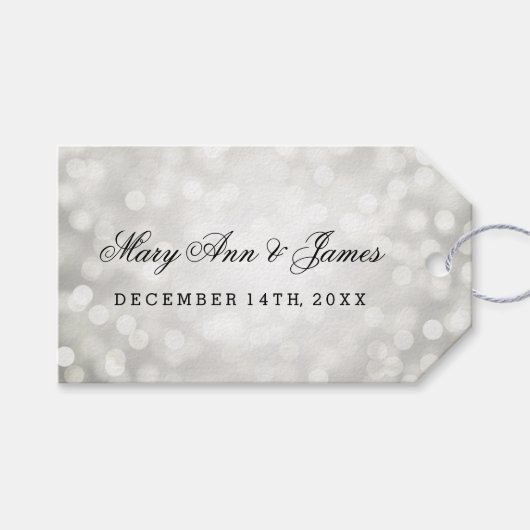 Gastgeschenk Hochzeit Tag Silver Glitzer Lights Geschenkanhänger (Vorderseite (Horizontal))