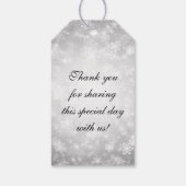 Gastgeschenk Hochzeit Tag Silver Winter Wonderland Geschenkanhänger (Rückseite)