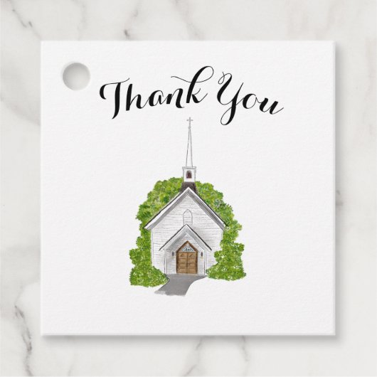 Gastgeschenk Hochzeit Tags - Aquarellkirche Geschenkanhänger (Vorderseite)