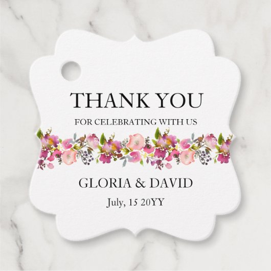 Gastgeschenk Hochzeit-Tags in Rosa Geschenkanhänger (Vorderseite)