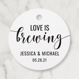 Gastgeschenk Hochzeit Tags, Kaffee, Tee, Liebe bra Geschenkanhänger