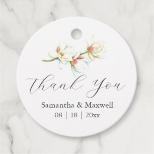 Gastgeschenk Hochzeit Tags White Magnolia Blume Geschenkanhänger