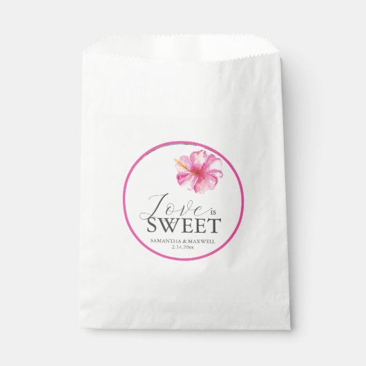 Gastgeschenk Hochzeit Taschen Tropenrosa Blume Geschenktütchen (Vorderseite)