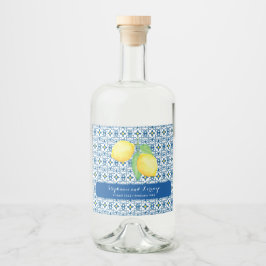 Gastgeschenk Hochzeit Tile Watercolor Lemon Alkoholflaschenetikett