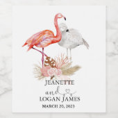 Gastgeschenk Hochzeit Tropical Flamingo Boho Wasse Weinetikett (Einzelnes Label)