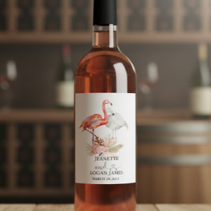 Gastgeschenk Hochzeit Tropical Flamingo Boho Wasse Weinetikett