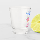 Gastgeschenk Hochzeit - tropische Destination für Schnapsglas (Links)