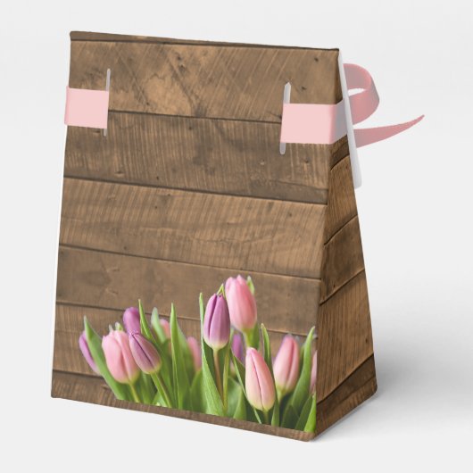 Gastgeschenk Hochzeit Tulips & Barnwood Geschenkschachtel (Rückseite)