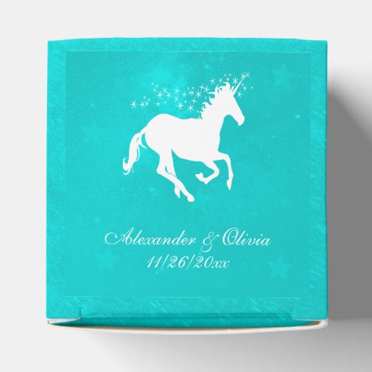 Gastgeschenk Hochzeit Turquoise Unicorn Geschenkschachtel (Oben)