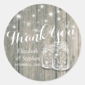 Gastgeschenk Hochzeit Vielen Dank an Rustic Wood M Runder Aufkleber (Vorderseite)