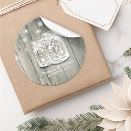 Gastgeschenk Hochzeit Vielen Dank an Rustic Wood M Runder Aufkleber