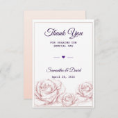 Gastgeschenk Hochzeit Vielen Dank Luxus Floral Ros Dankeskarte (Vorne/Hinten)