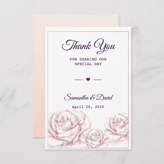 Gastgeschenk Hochzeit Vielen Dank Luxus Floral Ros Dankeskarte (Vorne/Hinten)