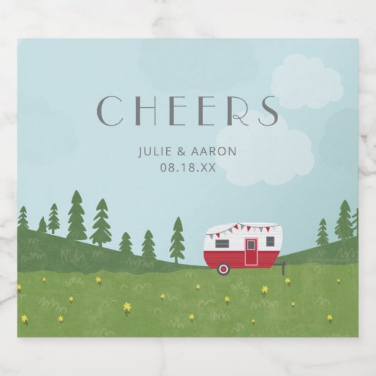 Gastgeschenk Hochzeit Vintag Camper Thema Bierflaschenetikett (Einzelnes Label)