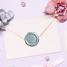 Gastgeschenk Hochzeit Vintag Dusty Blue Classy Runder Aufkleber