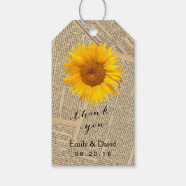 Gastgeschenk Hochzeit | Vintage Zeitung Sonnenblum Geschenkanhänger