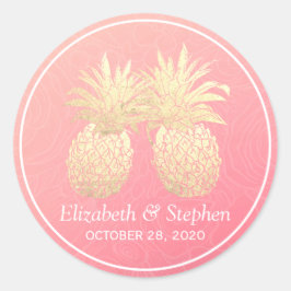 Gastgeschenk Hochzeit Vintages Ananas Runder Aufkleber