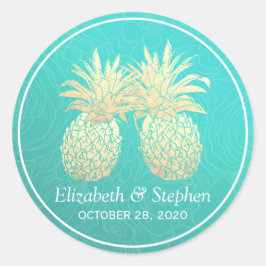 Gastgeschenk Hochzeit Vintages Ananas Runder Aufkleber
