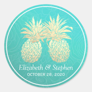 Gastgeschenk Hochzeit Vintages Ananas Runder Aufkleber