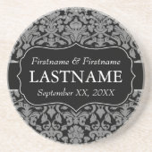 Gastgeschenk Hochzeit - Vintages Schwarzes Damasku Sandstein Untersetzer (Vorne)