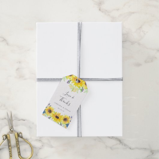 Gastgeschenk Hochzeit von Blumenfeldern Geschenkanhänger (Mit Garn)