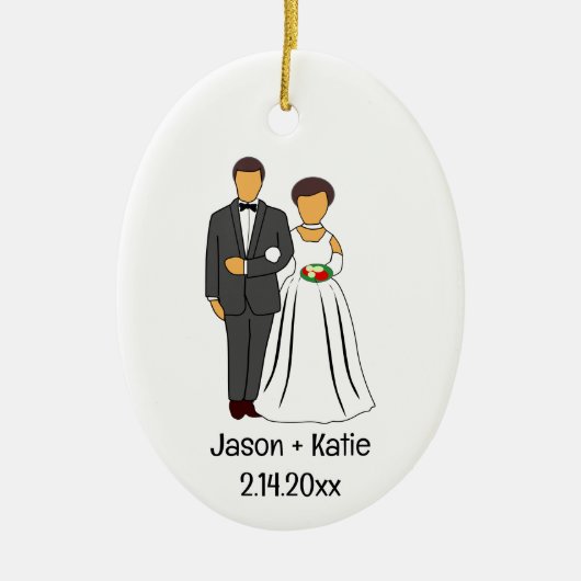 Gastgeschenk Hochzeit von Braut- und Wurzelnamen Keramik Ornament (Vorne)