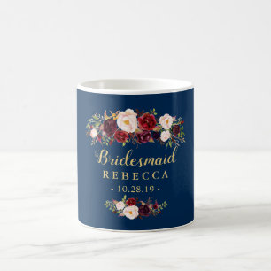 Gastgeschenk Hochzeit von Burgundy Floral Navy Blu Kaffeetasse
