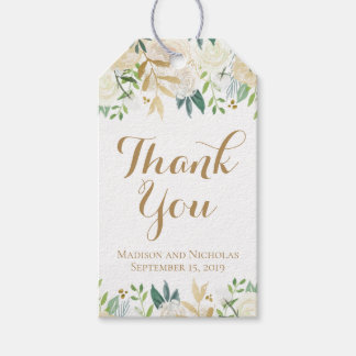 Gastgeschenk Hochzeit von Gold und Weiß-Blume Geschenkanhänger