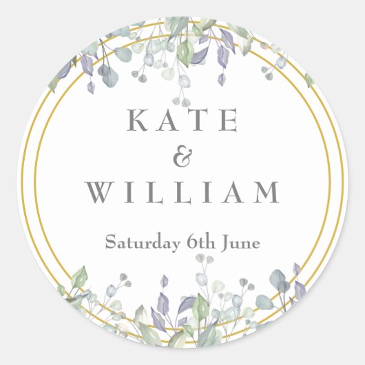 Gastgeschenk Hochzeit von Lilac und Flora Runder Aufkleber (Vorderseite)