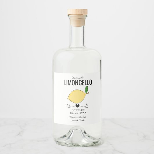 Gastgeschenk Hochzeit von Limoncello Alkoholflaschenetikett (Vorderseite)