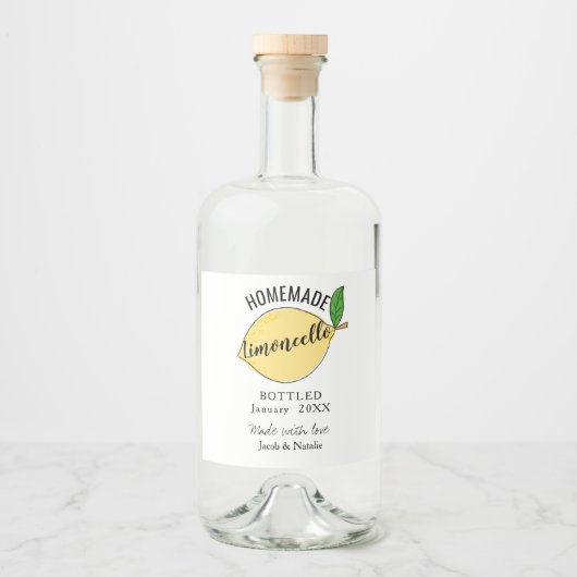 Gastgeschenk Hochzeit von Limoncello Alkoholflaschenetikett (Vorderseite)