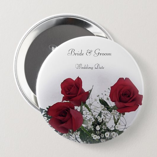 Gastgeschenk Hochzeit von rote Rosen Button (Vorne & Hinten)