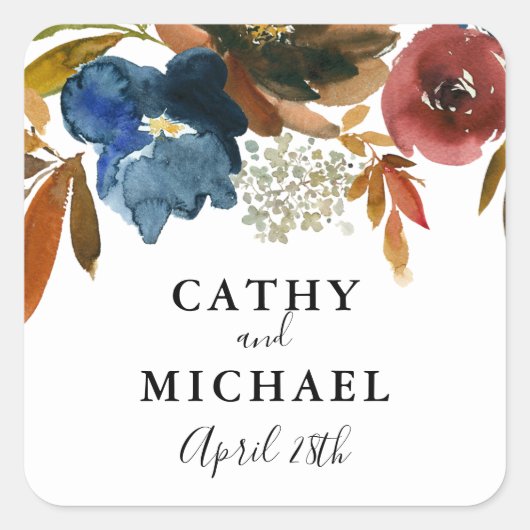 Gastgeschenk Hochzeit von Seeschiffen und Rostflor Quadratischer Aufkleber (Vorderseite)