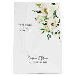 Gastgeschenk Hochzeit Welcome White Floral Mittlere Geschenktüte