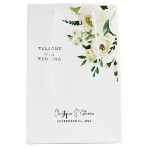 Gastgeschenk Hochzeit Welcome White Floral Mittlere Geschenktüte