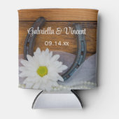 Gastgeschenk Hochzeit "White Daisy" und "Horseshoe Dosenkühler (Vorderseite)