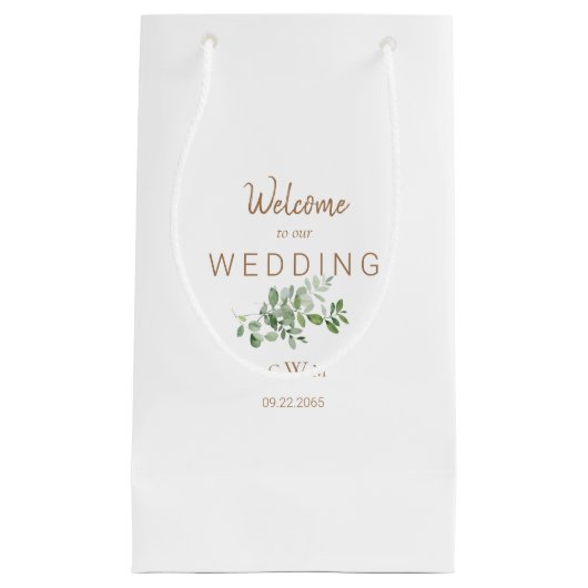 Gastgeschenk Hochzeit White & Gold Monogramm Folia Kleine Geschenktüte (Vorderseite)