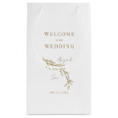 Gastgeschenk Hochzeit White Gold Text Foliage Ouli Kleine Geschenktüte (Rückseite)