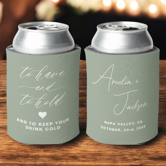 Gastgeschenk Hochzeit wird grün gesetzt, um zu hab Dosenkühler