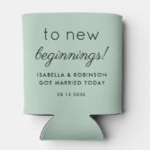 Gastgeschenk Hochzeit zu neuen Anfängen Grün Elega Dosenkühler (Rückseite)