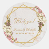 Gastgeschenk Hochzeit zur Geometrischen Blütenmarb Runder Aufkleber (Vorderseite)